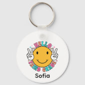 Schattig Groovy Smiley Face Hallo Derde Leerjaar T Sleutelhanger (Achterkant)