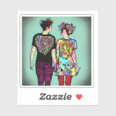 Schattig grunge punkrock stel verliefd sticker (Vel)