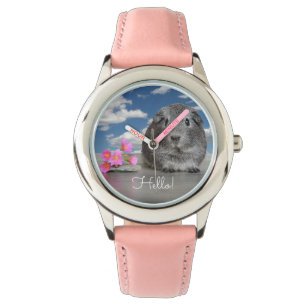 Schattig Guinee roze bloemen terug naar school Horloge