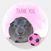 Schattig Guinee Roze Voetbal Dank u wel Ronde Sticker (Voorkant)