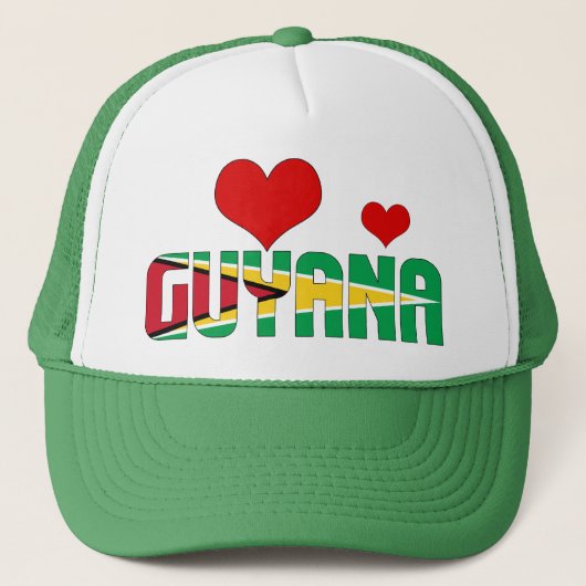 Schattig Guyana Vlaggenharten Patriottisch Trucker Pet (Voorkant)