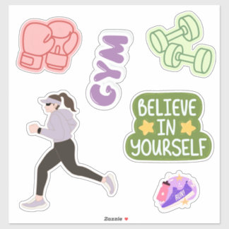 Schattig gymmeisje fitness motivatie sticker