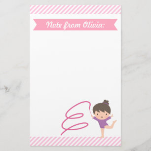 Schattig Gymnastiek Meisje en Lint Turnen Briefpapier