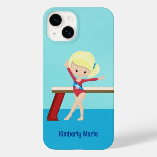 Schattig gymnastiek meisje gepersonaliseerd blond  Case-Mate iPhone case (Achterkant)