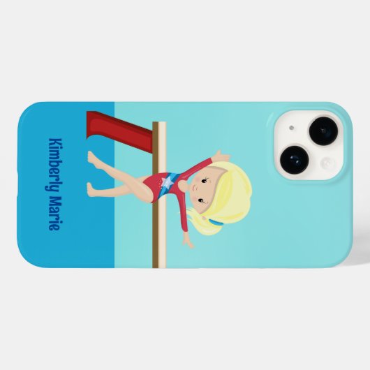 Schattig gymnastiek meisje gepersonaliseerd blond  Case-Mate iPhone case (Achterkant (horizontaal))