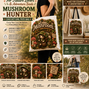Schattig Haakmeisje dat naar Paddenstoelen zoekt C Tote Bag
