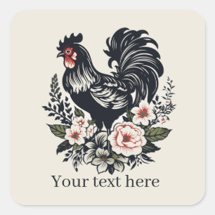 schattig haan liefhebbers voeg bericht Square Stic Vierkante Sticker