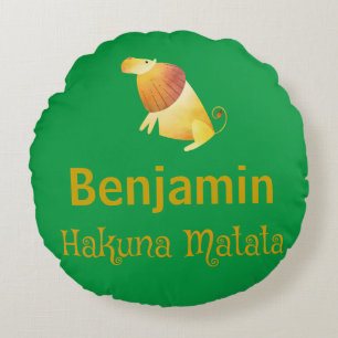 Schattig Hakuna Matata Safari Leeuw Groen Rond Kussen