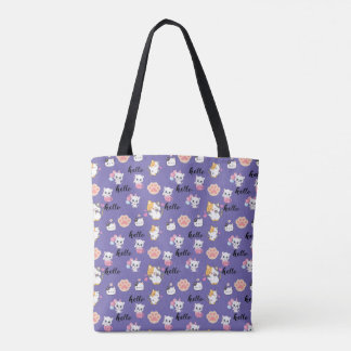 schattig hallo kat tote bag