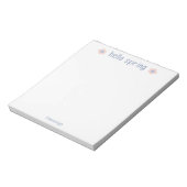 Schattig Hallo Lente Bloemstuk Aangepaste Initiale Notitieblok (Linkerzijde)
