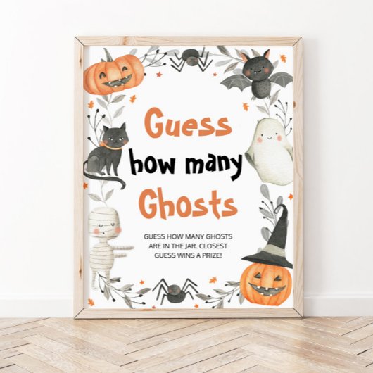 Schattig Halloween Baby shower Raad hoeveel Geeste Poster