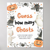 Schattig Halloween Baby shower Raad hoeveel Geeste Poster (Voorkant)