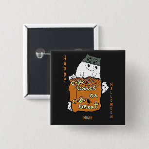Schattig Halloween Boe - Halloween snoep of een po Vierkante Button 5,1 Cm