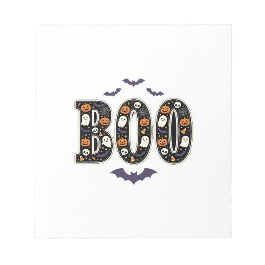 Schattig Halloween Boo Geest Pompoen Ontwerp Notitieblok (Voorkant)