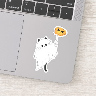 Schattig Halloween Boo met een Pompoen Ballon Sticker
