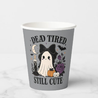 Schattig Halloween Coquette Spookje met Strik Papieren Bekers