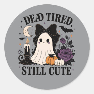 Schattig Halloween Coquette Spookje met Strik Ronde Sticker