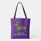 Schattig Halloween Dachshund Dog Witch Costume Tote Bag (Achterkant)