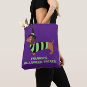 Schattig Halloween Dachshund Dog Witch Costume Tote Bag (Dichtbij)