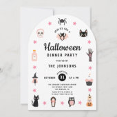 Schattig Halloween-dinerfeest Kaart (Voorkant)