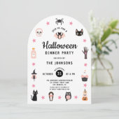 Schattig Halloween-dinerfeest Kaart (Staand voorkant)