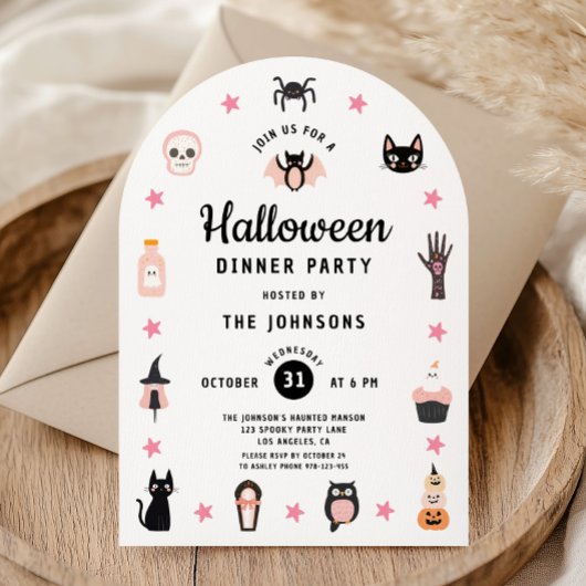 Schattig Halloween-dinerfeest Kaart