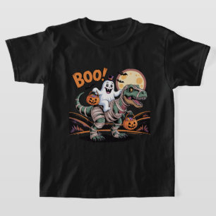 Schattig Halloween, Geest op Mummie T-Rex met Pomp T-shirt