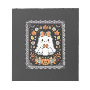 Schattig Halloween Geest Pompoen Bloem T-Shirt Ont Notitieblok