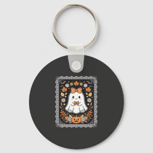 Schattig Halloween Geest Pompoen Bloem T-Shirt Ont Sleutelhanger