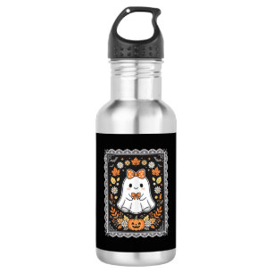 Schattig Halloween Geest Pompoen Bloem T-Shirt Ont Waterfles