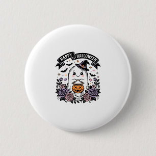 Schattig Halloween Geest Pompoen Vintage Shirt Ont Ronde Button 5,7 Cm