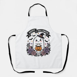 Schattig Halloween Geest Pompoen Vintage Shirt Ont Schort