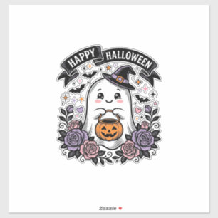 Schattig Halloween Geest Pompoen Vintage Shirt Ont Sticker