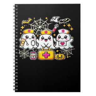 Schattig Halloween Geest Verpleegster Trio met Med Notitieboek