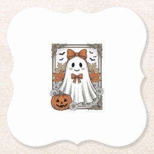 Schattig Halloween Geest Vintage Gravure Shirt Ont Kartonnen Onderzetters