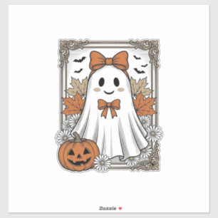 Schattig Halloween Geest Vintage Gravure Shirt Ont Sticker