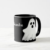 Schattig Halloween Ghost met Mok naam (Voorkant rechts)