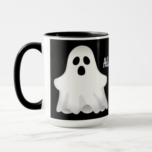 Schattig Halloween Ghost met Mok naam (Links)