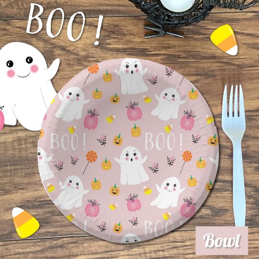 Schattig Halloween Ghosts Roze Papier Bord