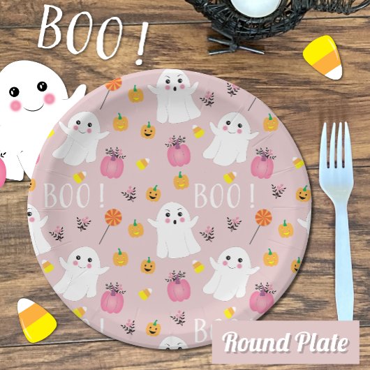 Schattig Halloween Ghosts Roze Papier Bord