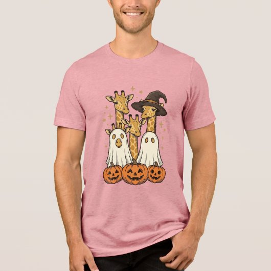 Schattig Halloween Giraffe Geest Pompoen Shirt Ont (Voorkant)