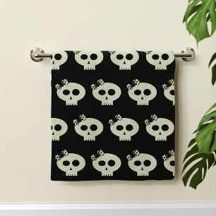 Schattig Halloween Girly Skull Patroon Zwart Handdoek