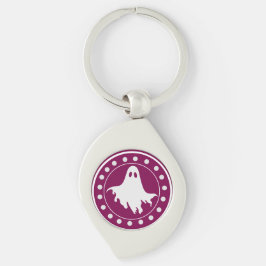 Schattig Halloween Griezelige Geest Oranje & Wit Sleutelhanger