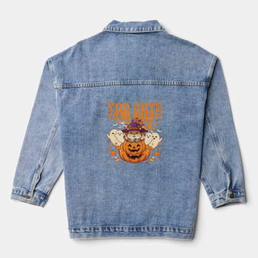 Schattig Halloween Hamster Pompoen Spook Ontwerp_1 Denim Jacket (Achterkant)