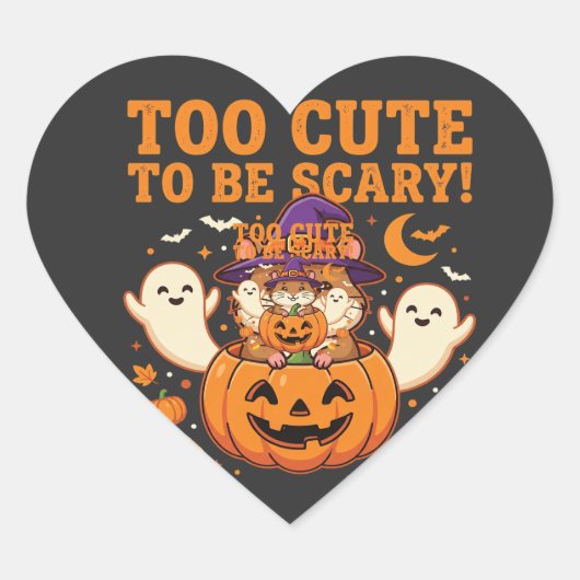 Schattig Halloween Hamster Pompoen Spook Ontwerp_1 Hart Sticker (Voorkant)