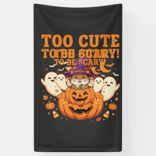 Schattig Halloween Hamster Pompoen Spook Ontwerp_1 Spandoek (Verticaal)