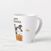 Schattig Halloween-heks & spook-mok ontwerp Latte Mok (Rechterhoek)