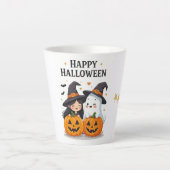 Schattig Halloween-heks & spook-mok ontwerp Latte Mok (Voorkant)