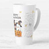 Schattig Halloween-heks & spook-mok ontwerp Latte Mok (Rechterhoek)
