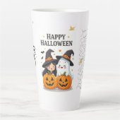 Schattig Halloween-heks & spook-mok ontwerp Latte Mok (Voorkant)